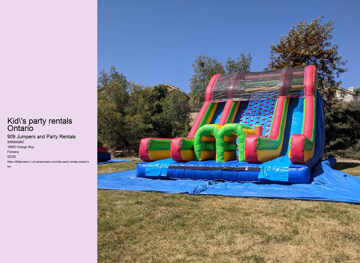 Kid's party rentals Ontario 
